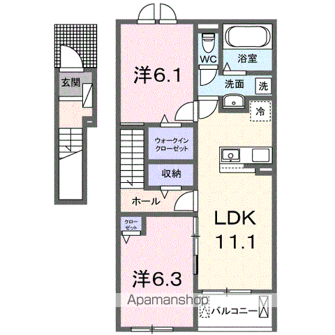 グリーンガーデン Ⅱ(2LDK/2階)の間取り写真