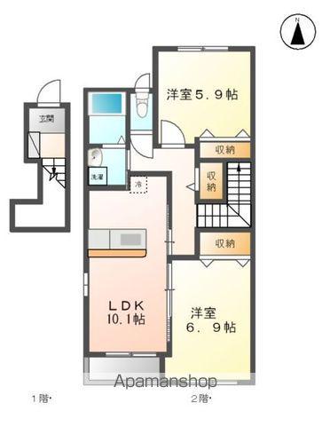 サンセットヒル東郷A棟(2LDK/2階)の間取り写真
