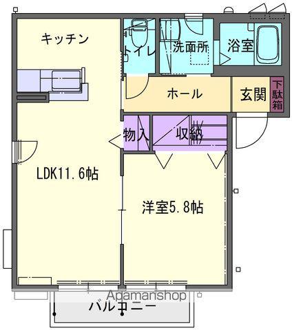 フィオーレ・トリアⅡ(1LDK/1階)の間取り写真