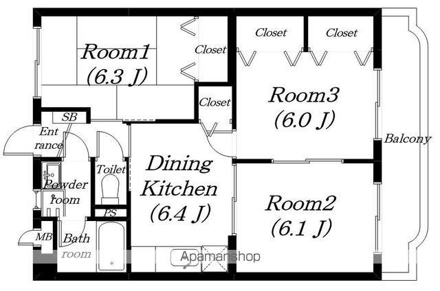 西村マンションⅡ(3DK/4階)の間取り写真