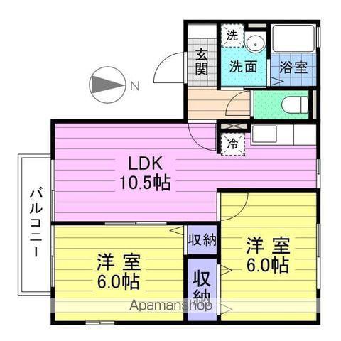 グリーンコートB(2LDK/1階)の間取り写真