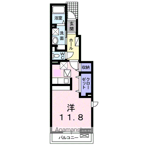 クレメント名取(ワンルーム/1階)の間取り写真