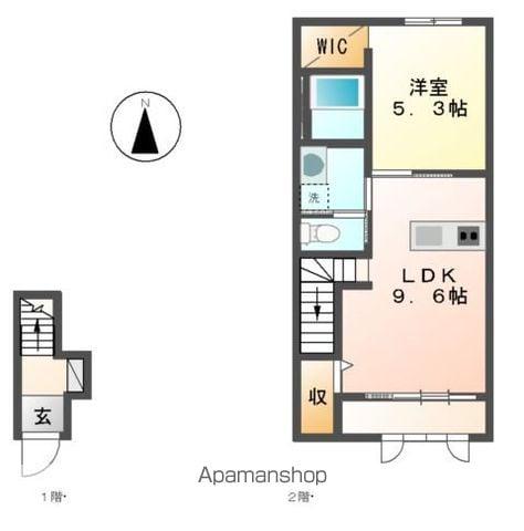 仙石線 蛇田駅 徒歩27分 2階建 築10年(1LDK/2階)の間取り写真