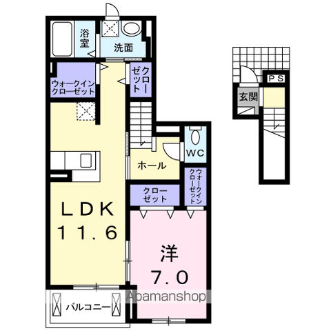 ハッピーフォレストⅥ(1LDK/2階)の間取り写真