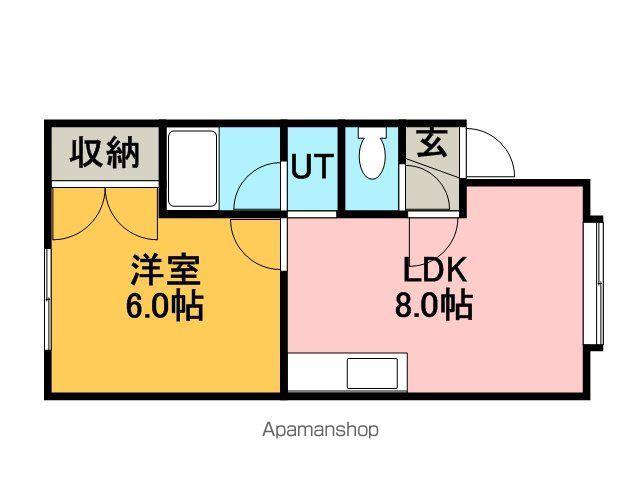 クリスタルパーク(1LDK/2階)の間取り写真