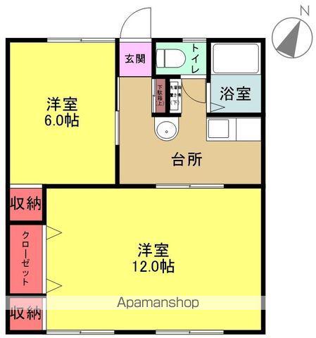 鍛冶内ハイツ(2K/1階)の間取り写真
