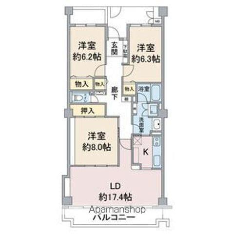 アネシス小幡(3LDK/1階)の間取り写真