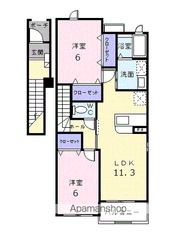 サンリットヴィラⅡ(2LDK/2階)の間取り写真