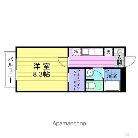 GRANDEE SUZU B(1K/2階)の間取り写真