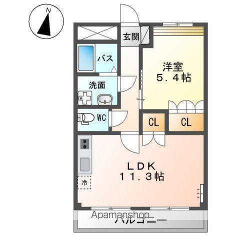 サニー・プレイス(1LDK/2階)の間取り写真