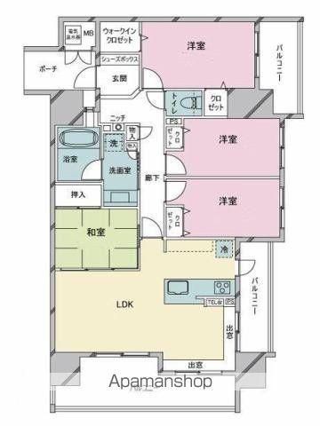オーヴィジョン柳丸(4LDK/8階)の間取り写真