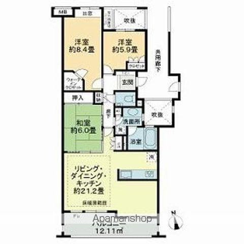 マスターズガーデン世田谷桜(3LDK/4階)の間取り写真