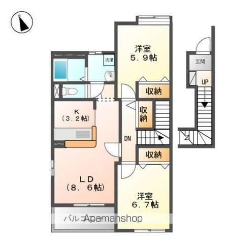 メゾンソレイユドゥー(2LDK/2階)の間取り写真