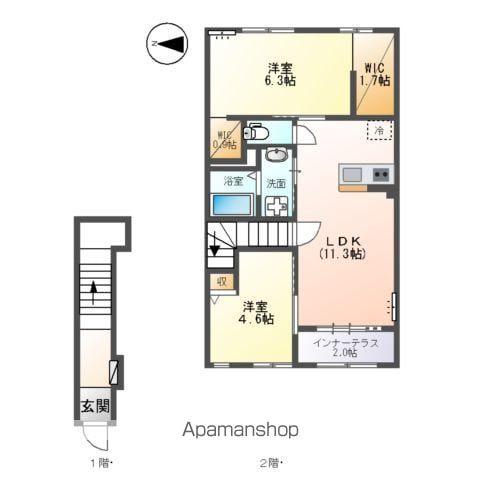 BREEZE HILLS (2LDK/2階)の間取り写真