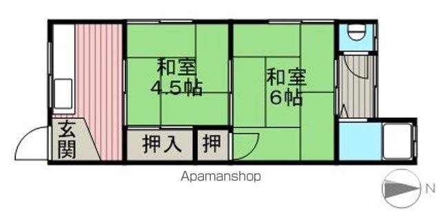 錦荘(2K/1階)の間取り写真