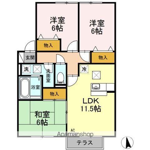 パティオH(3LDK/1階)の間取り写真