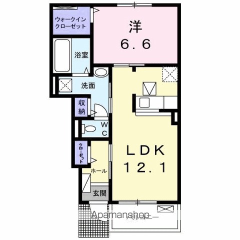 ココン Ⅲ(1LDK/1階)の間取り写真