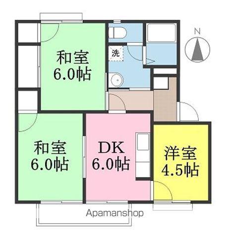 フレグランスべふ B棟(3DK/2階)の間取り写真