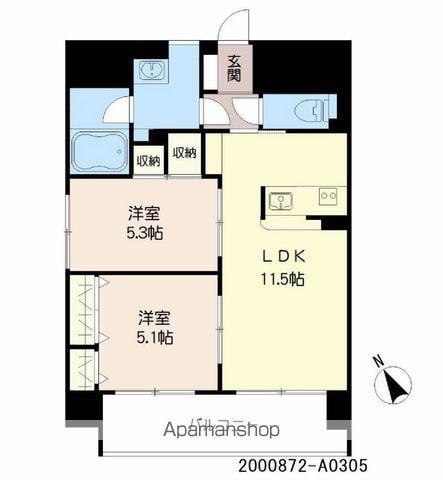 シャーメゾングランドソレイユ門司(2LDK/3階)の間取り写真