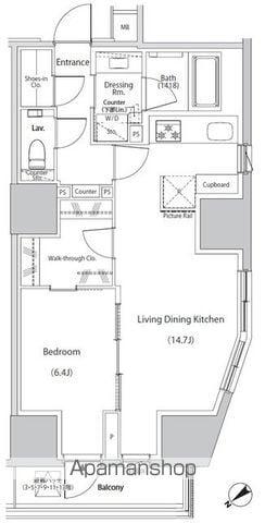 ザ・パークハビオ市ヶ谷イースト(1LDK/9階)の間取り写真