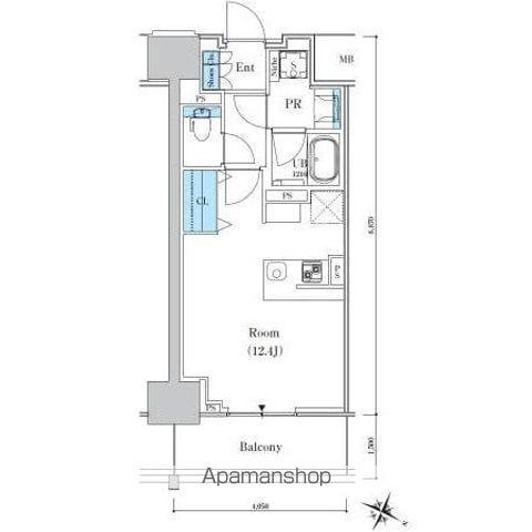 ロイヤルパークスER万代(ワンルーム/8階)の間取り写真