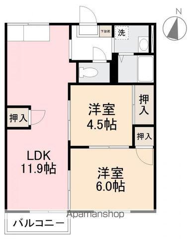 フレグランス二宮(2LDK/2階)の間取り写真