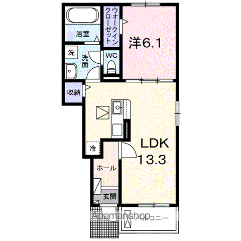 ラ・クラリエールN(1LDK/1階)の間取り写真