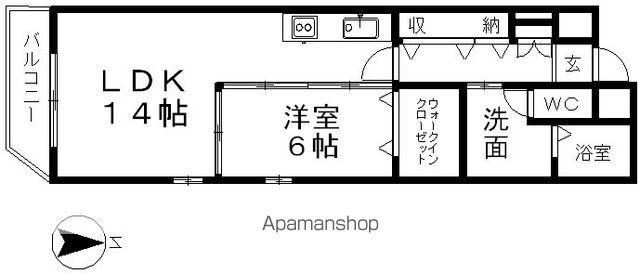 スリーアイランドタワー葵(1LDK/6階)の間取り写真