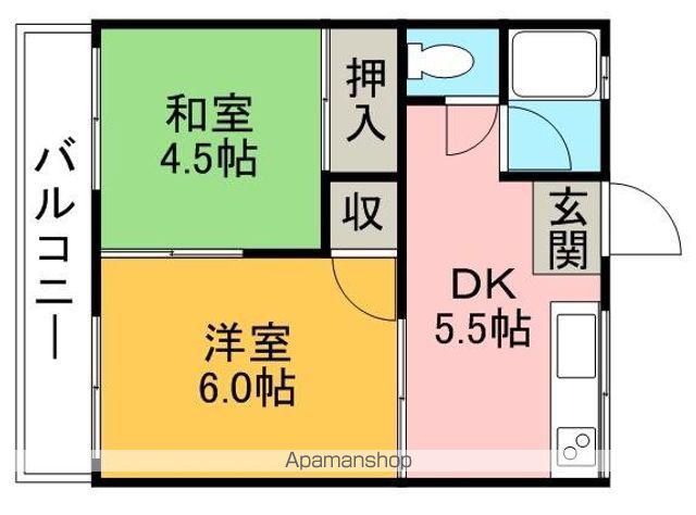 コーポはやし(2DK/2階)の間取り写真