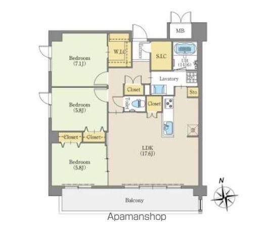 グランドゥール覚王山大島(3LDK/2階)の間取り写真