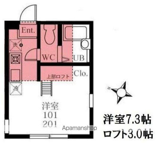 ハーミットクラブハウス井土ヶ谷C棟(ワンルーム/2階)の間取り写真