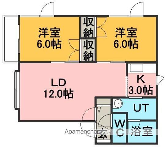 アパートメントユースⅢ(2LDK/2階)の間取り写真