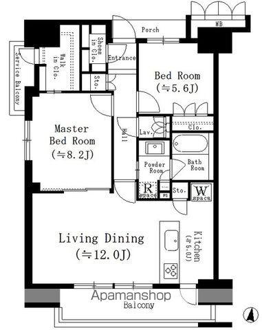 アンアージュ白壁(2LDK/12階)の間取り写真