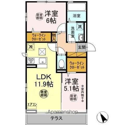 ロイヤルクレスト六号館(2LDK/1階)の間取り写真