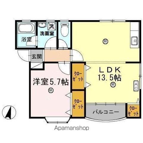 ツインハウス木村 A棟(1LDK/2階)の間取り写真