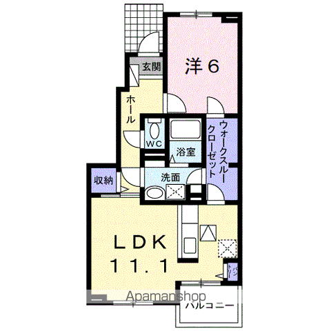 ソレイユ アビタシオン(1LDK/1階)の間取り写真