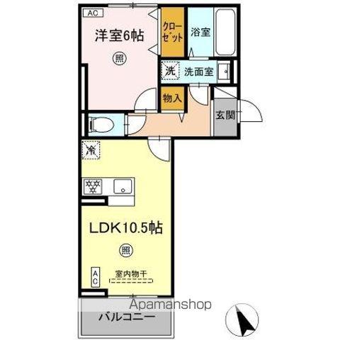 シエル原田(1LDK/2階)の間取り写真