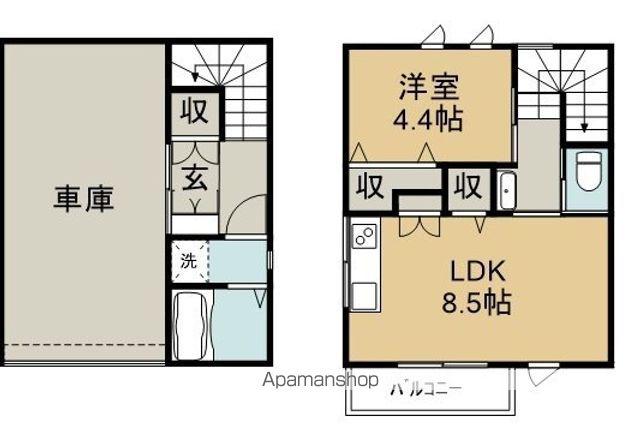 KAMI HANA(1LDK/2階)の間取り写真