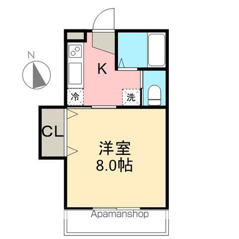 おれんじハウスB(1K/2階)の間取り写真