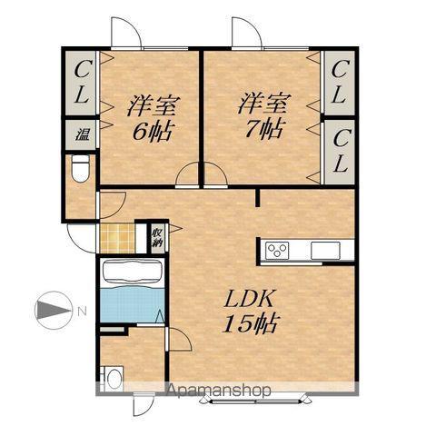 ユトリロ鳳乃舞B(2LDK/3階)の間取り写真