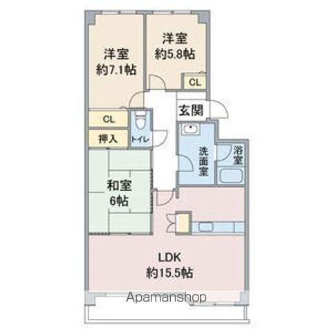 エスペランサⅡ(3LDK/4階)の間取り写真