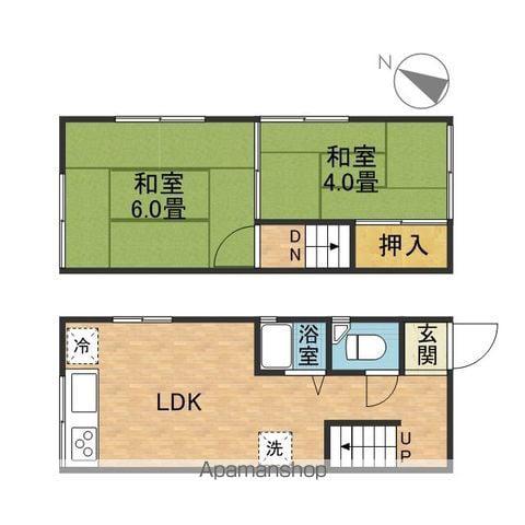 安岡寺町５丁目貸家Ｂ棟(2LDK)の間取り写真