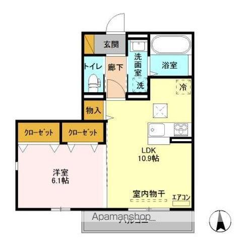 ゼピュロスみどりのC棟(1LDK/1階)の間取り写真