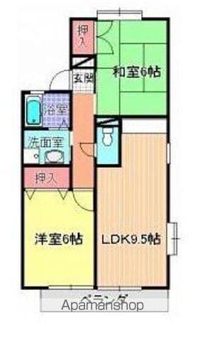 ドリームハウスA棟(2DK/2階)の間取り写真