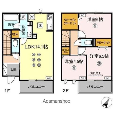ＤーＲＯＯＭサンライズ　Ｂ棟(3LDK)の間取り写真