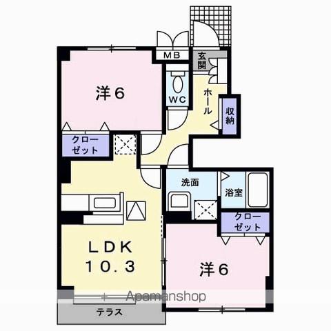 ポート・レーゼ C(2LDK/1階)の間取り写真