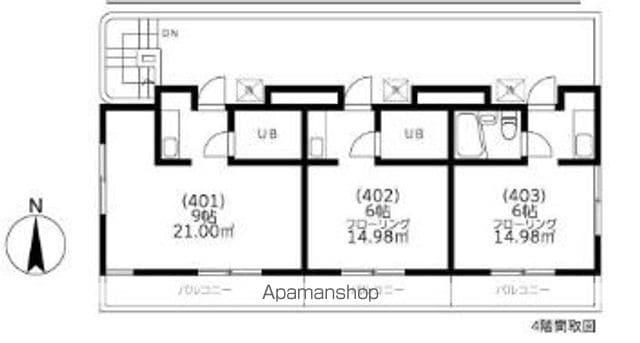KMビル(ワンルーム/4階)の間取り写真