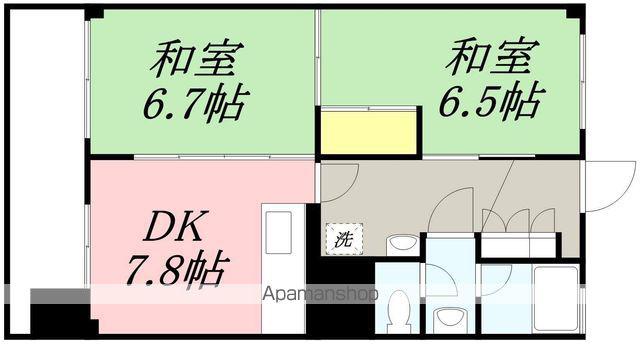 アシスト函館ヒルズA館(2DK/2階)の間取り写真