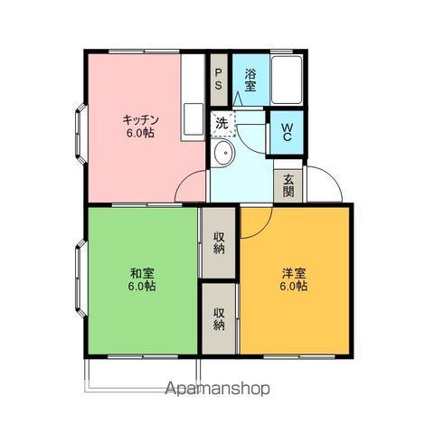 フラワーハイツ2(2DK/1階)の間取り写真