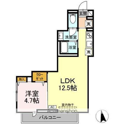 スピアナート北石堂(1LDK/3階)の間取り写真